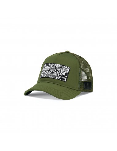 PARTCH Pop Love Wht/Blk Trucker Hat Khaki Green Removable Clip prix