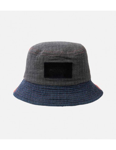 SIMEON Linen-Cotton Beach Bucket Hat Gray-Blue-Red rembourrage situé sous