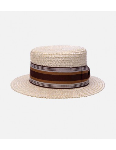 NOAH Wheat Womens Straw Boater Hat Red Strip Band acheter en ligne