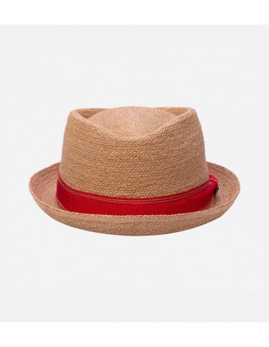 HEMERA Raffia Pork Pie Short Brim Straw Hat Wheat pas cher