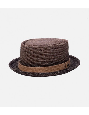 ERIC Raffia Straw Pork Pie Hat Short Brim Dimgray Gradient Economisez 