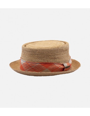 CAIN Raffia Pork Pie Cute Straw Hat Short Brim Burlywood acheter en ligne