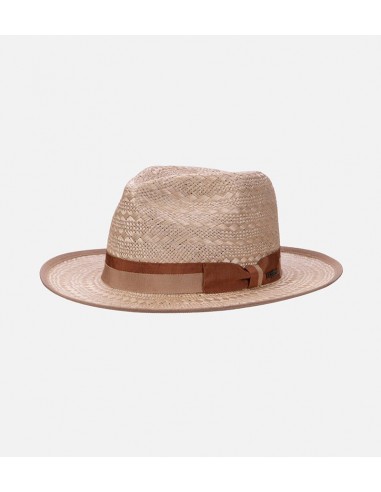 LAS PALMAS Hemp Womens Straw Fedora Medium Brim Cornsilk de pas cher