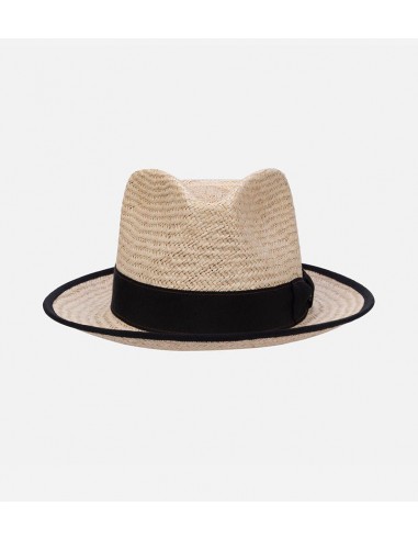 VIRUNGA Palm Straw Fedora Hat Midium Brim Cornsilk ou a consommer sur place