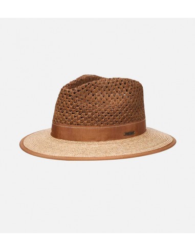 ROUBAIX Raffia Summer Fedora Medium Brim Saddlebrown-Burlywood en linge