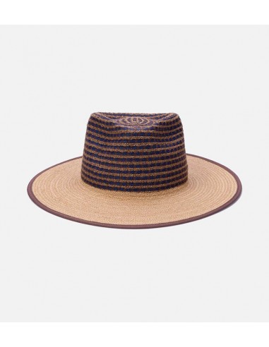 FERNAND Raffia Hemp PP Fedora Mens Wide Brim Sun Hat Blue&Natural le concept de la Pate a emporter 