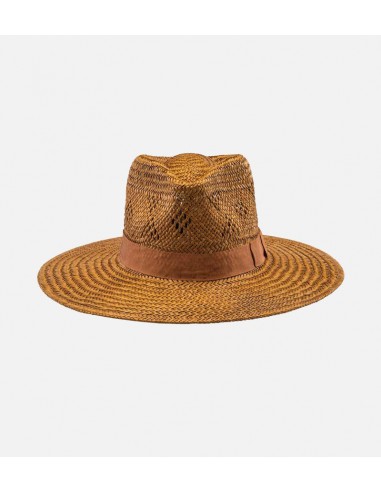 LA ROCHELLE Palm Fiber Fedora Large Brim Mens Straw Sun Hat Saddlebrown france