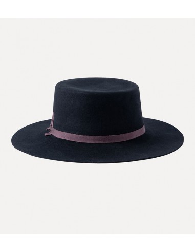 Mossant Black Boater Hat Wide Stiff Brim For Women Wool And Cashmere le concept de la Pate a emporter 