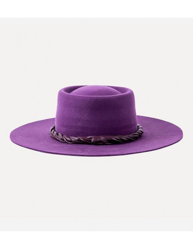 Wide Brim Purple Fedora With Leather Trimming Band Economisez 