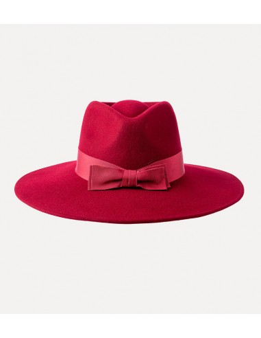 Red Fedora Wool Felt Wide Brim Tear Drop Crown Top Faites des économies