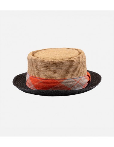 CAIN Raffia Pork Pie Short Black Brim chez Cornerstreet bien 