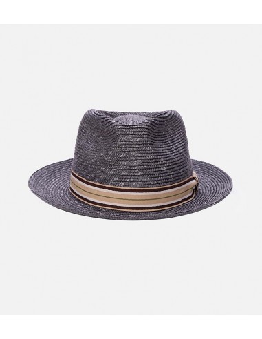 JACOB Wheat Straw Fedora Medium Brim Anthracite solde