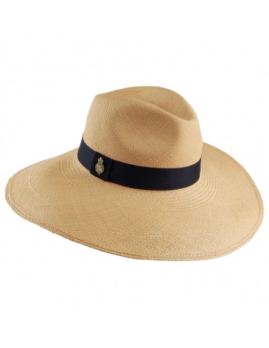 Chapeau Panama à Bord Large Bandeau Bleu Marine Classic Jessica naturel CHRISTYS des créatures d'habitude