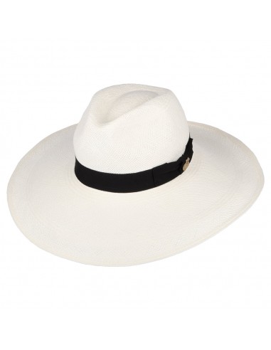 Chapeau Panama à Bord Large avec Bandeau noir Jessica décoloré CHRISTYS en stock