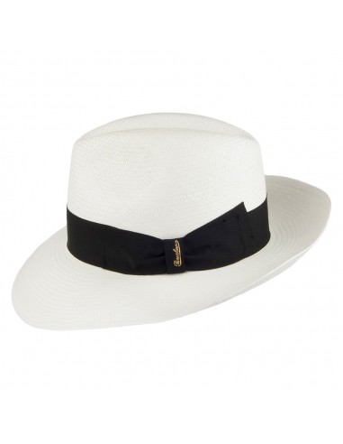 Chapeau Fedora Panama avec Bandeau noir Fine décoloré BORSALINO pour bénéficier 