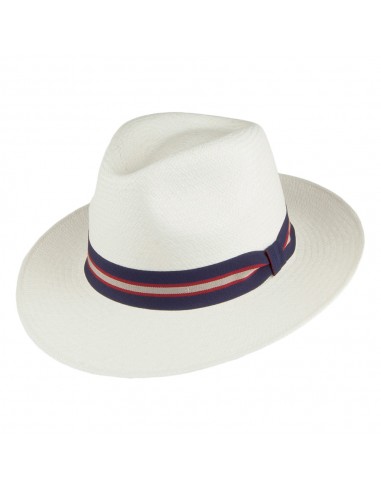 Chapeau Fedora Panama Bandeau Bleu Marine Regimental décoloré FAILSWORTH paiement sécurisé