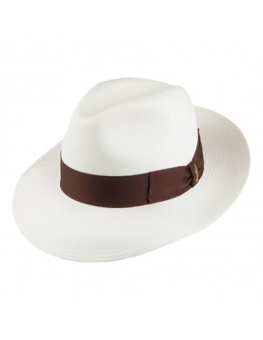 Chapeau Fedora Panama avec Bandeau marron Fine décoloré BORSALINO basket pas cher