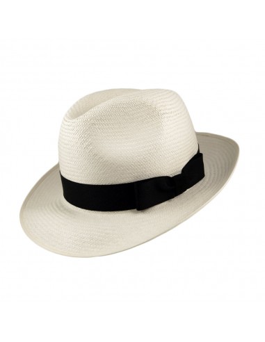 Chapeau Fedora Panama Excellent naturel avec Bandeau noir OLNEY en stock