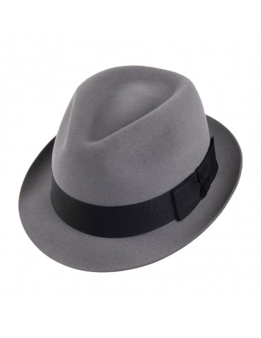 Chapeau Trilby en Fourrure Feutrée Pinch Vegas gris clair CHRISTYS Profitez des Offres !