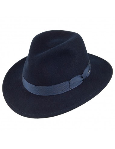 Chapeau Fedora Déformable Hydrofuge Curtis en Laine Feutrée bleu marine BAILEY Paris Déstockage Promo