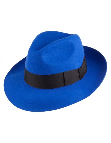 Chapeau Fedora en Laine Feutrée Mayfair bleu cobalt DENTON la livraison gratuite