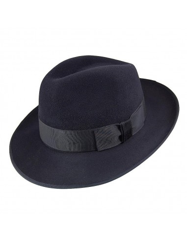 Chapeau Fedora en Fourrure Feutrée Gangster bleu marine CHRISTYS offre 