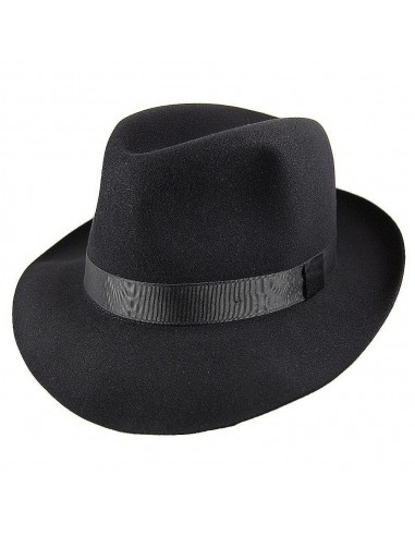 Chapeau Fedora en Fourrure Feutrée Foldaway noir CHRISTYS en linge