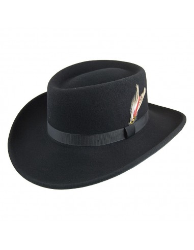 Chapeau Gambler en Laine Feutrée Midnight noir NEW YORK HAT CO. d'Europe débarque