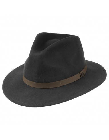 Chapeau Fedora en Laine Feutrée Pliable Messer noir délavé-marron BRIXTON Voir les baskets