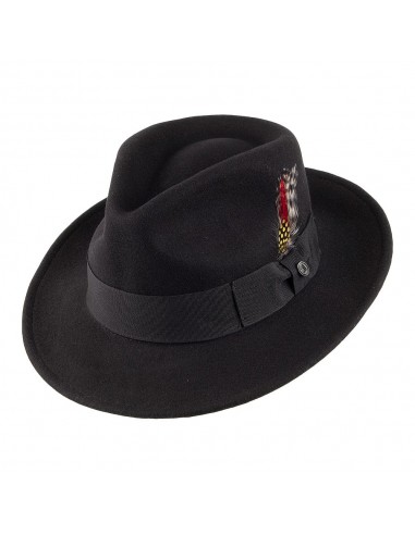 Chapeau Fedora en Laine Feutrée Déformable C-Crown noir JAXON & JAMES en linge