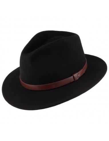 Chapeau Fedora Messer noir à Bandeau marron BRIXTON de l' environnement