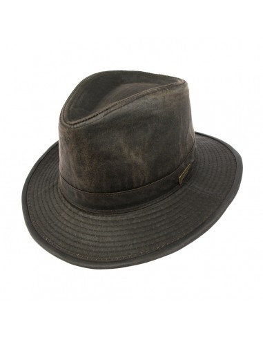 Chapeau Fedora en coton usé marron foncé INDIANA JONES la colonne vertébrale