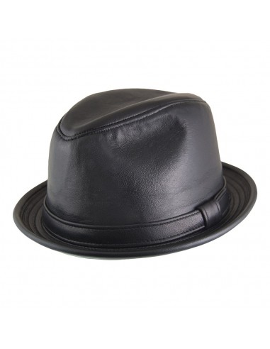 Chapeau Trilby en Cuir noir NEW YORK HAT CO. Profitez des Offres !