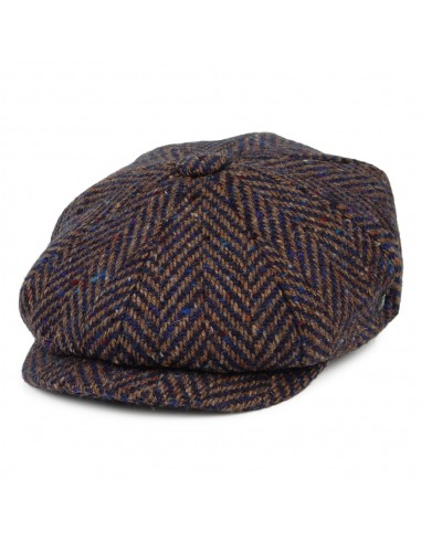 Casquette Gavroche en Tweed du Donegal à Chevrons Calotte Profonde bleu-gris CITY SPORT france