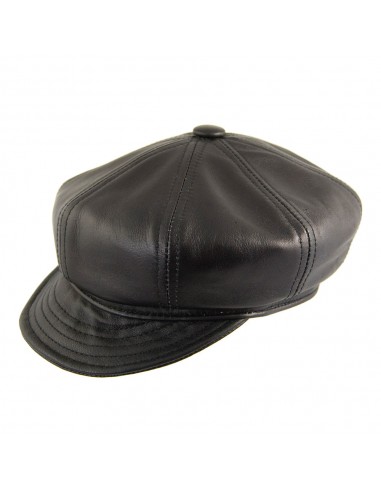 Casquette Gavroche en Cuir d'Agneau noir NEW YORK HAT CO. paiement sécurisé