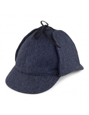 Chapeau Sherlock Holmes en Tweed à Chevrons bleu CHRISTYS pas chere