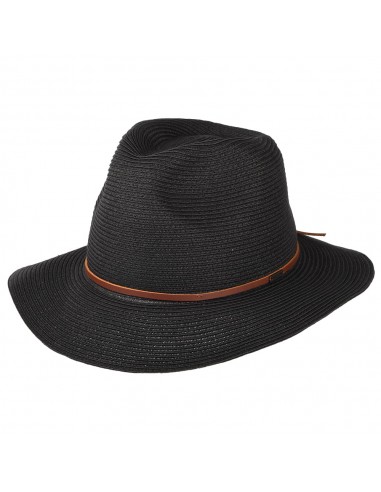 Chapeau Fedora en Paille Pliable Wesley noir BRIXTON en linge