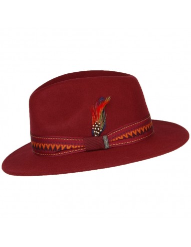 Chapeau Fedora en Laine Feutrée Aztek bordeaux STETSON Economisez 