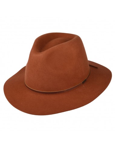 Chapeau Fedora en Laine Feutrée Wesley caramel BRIXTON solde