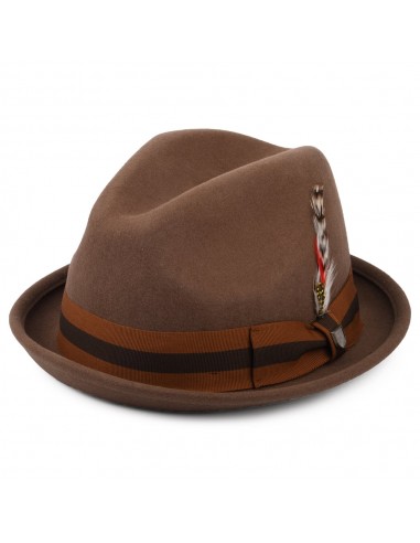 Chapeau Trilby en Laine Feutrée avec Bandeau à Rayures Gain camel BRIXTON Véritable concentré