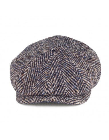 Casquette Gavroche en Laine Vierge à Chevrons Hatteras bleu-marron STETSON Economisez 