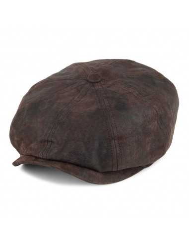 Casquette Gavroche en Cuir Hatteras marron STETSON online