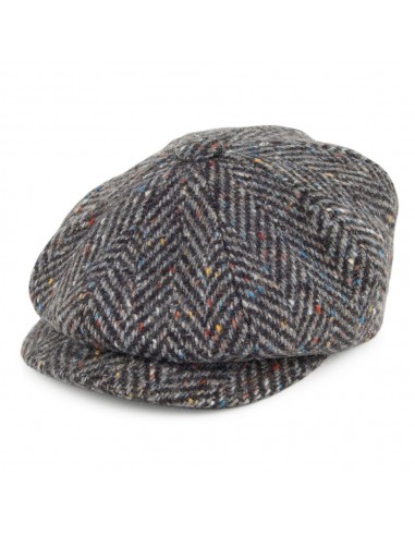 Casquette Gavroche en Tweed du Donegal à Chevrons anthracite CITY SPORT en ligne