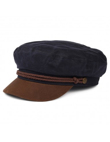 Casquette de Marin en Coton Ciré bleu marine-marron BRIXTON livraison gratuite