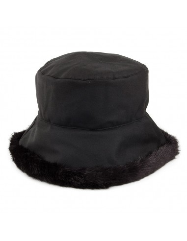 Chapeau en Coton Ciré et Fausse Fourrure Imperméable Beth noir OLNEY Par le système avancé 