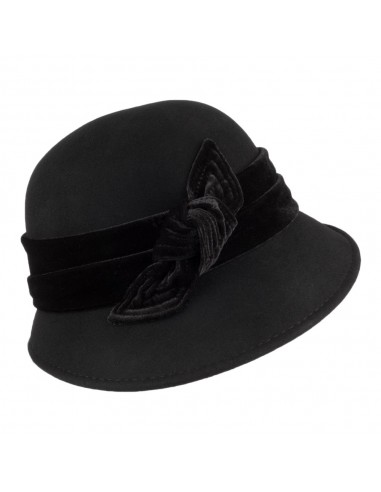 Chapeau Cloche en Laine Feutrée Bandeau en Velours Madeline noir SCALA 2023