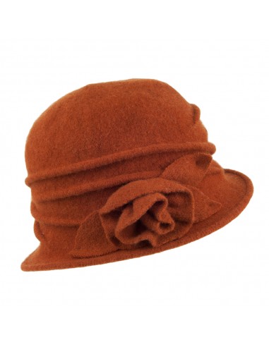 Chapeau Cloche en Laine avec Rosette Sienna rouille SCALA Jusqu'à 80% De Réduction