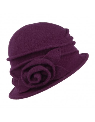 Chapeau Cloche en Laine avec Rosette Sienna violet SCALA 2 - 3 jours ouvrés.