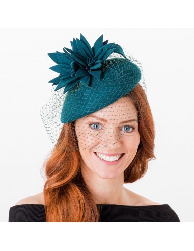 Chapeau Calot Miriam avec Voile bleu sarcelle FAILSWORTH acheter