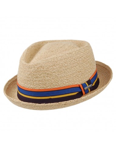 Chapeau Pork Pie Diamond Crown en Raphia naturel STETSON chez Cornerstreet bien 